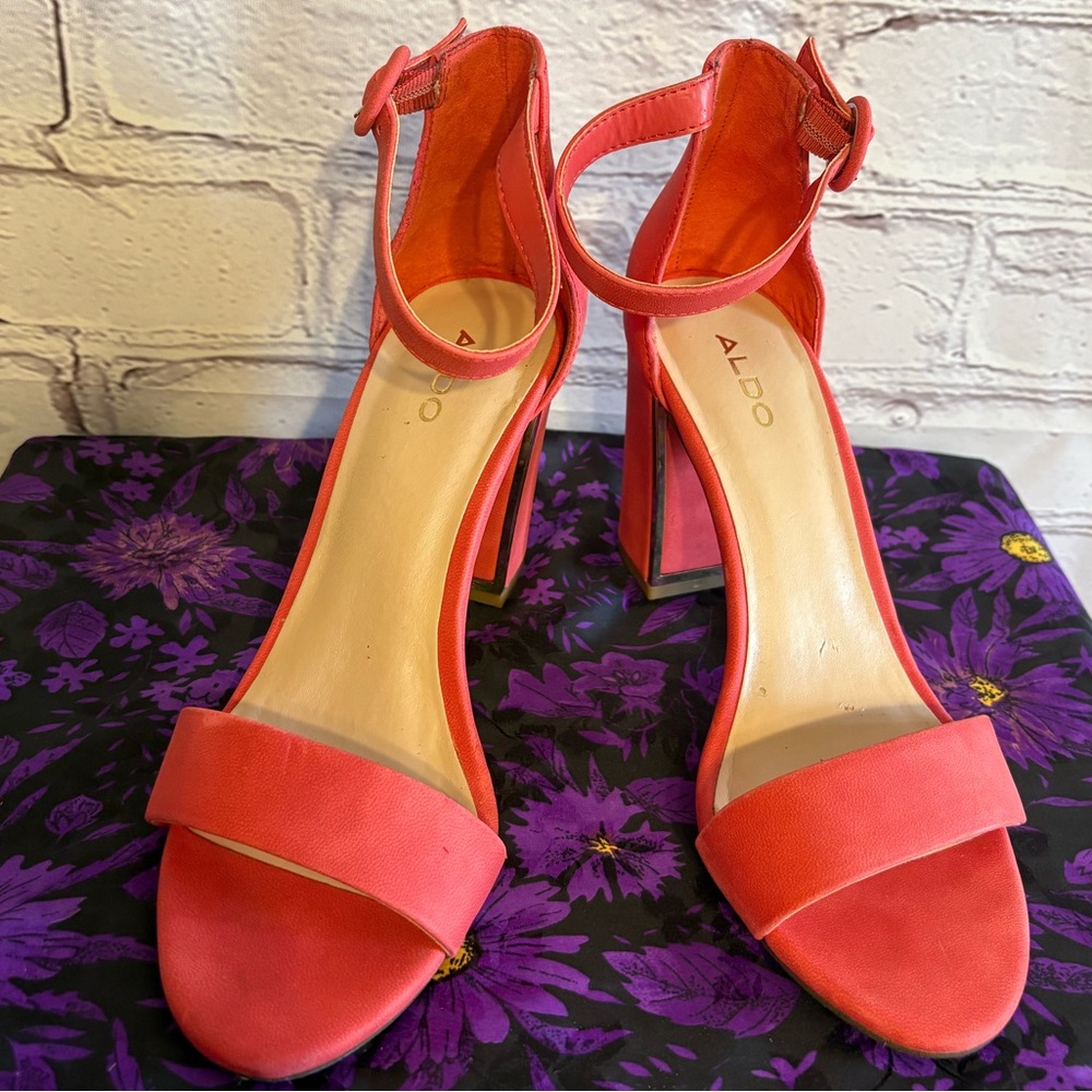 Aldo Pink Coral Chunky Heels